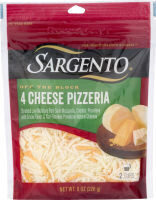 4 Cheese Pizzeria Low Moisture Part-Skim Mozzarella, Cheddar, Provolone & Provolone With Smoke Flavor Traditional Cut Shredded Natural Cheeses, 4 Cheese Pizzeria