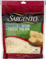 4 Cheese Italian Reduced Fat Low Moisture Mozzarella, Provolone With Smoke Flavor, Fresh Asiago & Romano Traditional Cut Shredded Natural Cheeses, 4 Cheese Italian