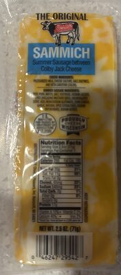 Sammich Summer Sausage Between Colby Jack Cheese, Sammich