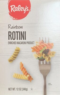 Enriched Macaroni Product, Rainbow Rotini
