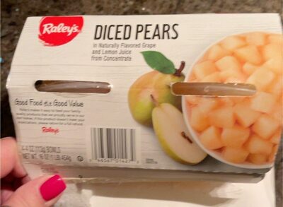 Diced Pears In Naturally Flavored Grape And Lemon Juice From Concentrate, Grape And Lemon