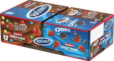 YoCrunch Blended Strawberry Lowfat Yogurt with M&Ms & Blended Strawberry Lowfat Yogurt with Oreo Cookie Pieces 8-6 oz. Cups