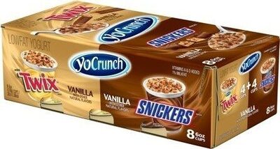 Vanilla With Snickers And Twix Lowfat Yogurt, Vanilla