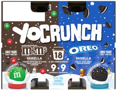 YoCrunch Vanilla Lowfat Yogurt with M&Ms & Vanilla with Oreo Cookie Pieces 18-6 oz. Cups