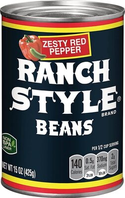 Ranch Style Beans With Zesty Red Pepper, Canned Beans, 15 OZ