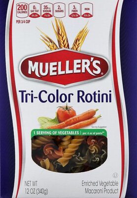 Mueller's, Tri-Color Rotini, Enriched Vegetable Macaroni Product