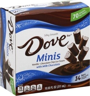 Minis Vanilla Chocolate Chip With Milk Chocolate Ice Cream Bars, Vanilla; Chocolate Chip; Milk Chocolate