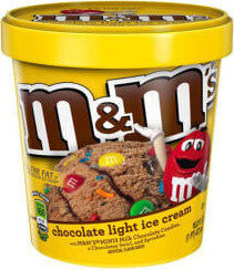 Chocolate Light Ice Cream With M&M's Minis Milk Chocolate Candies, A Chocolatey Swirl, And Sprinkles, Chocolate