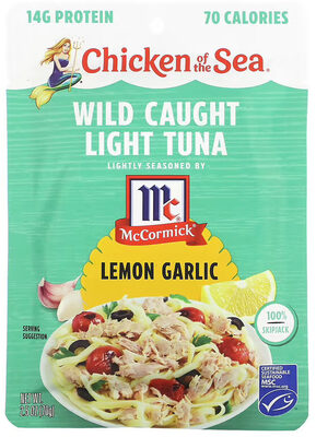 Wild Caught Light Lightly Seasoned By Mccormick Lemon Garlic Tuna, Lemon; Garlic