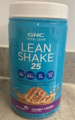 Protein 25 G, Calories 190, Fiber 5 G, Vitamins & Minerals 22 Lean Shake Powder, Girl Scout Coconut Caramel, Girl Scout Coconut Caramel