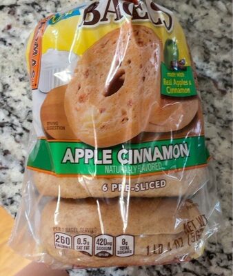 Apple Cinnamon Flavored Pre-Sliced Bagels, Apple Cinnamon