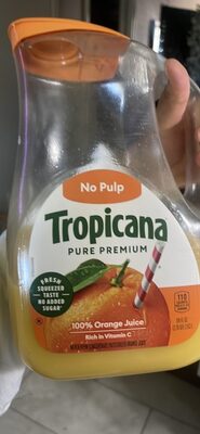 Tropicana Pure Premium Original Orange Juice No Pulp 89 Fluid Ounce Plastic Bottle