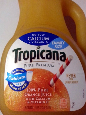 Tropicana Pure Premium No Pulp Calcium + Vitamin D Orange Juice 118 Fluid Ounce Plastic Bottle