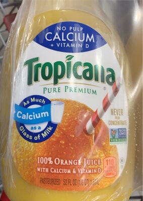 Pure Premium No Pulp Calcium + Vitamin D 100% Orange Juice, Orange