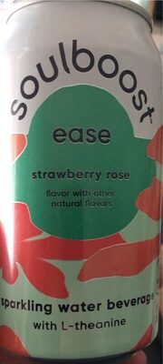 L- Theanine Strawberry Rose Sparkling Water Beverage, Strawberry