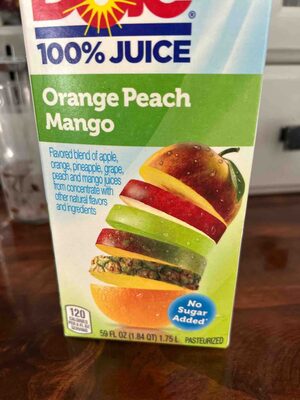 Orange Peach Mango Flavored Blend Of Apple, Orange, Pineapple, Grape, Peach And Mango Juices, Orange Peach Mango