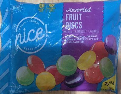 Assorted Fruit Discs Cherry, Lemon, Orange, Grape & Apple Flavored Hard Candies, Assorted Fruit Discs