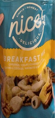 Breakfast Mix Cinnamon Yogurt Covered Raisins, Oatmeal Cookies, Walnuts & Banana Chips, Breakfast Mix