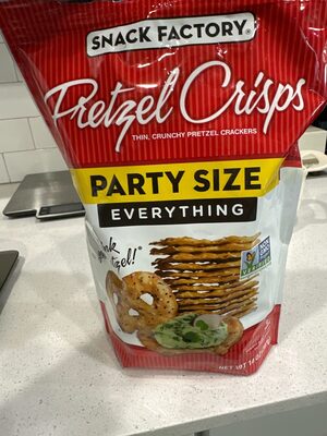 Snack Factory Everything Pretzel Crisps, Non-GMO, 14 OZ Party Size Bag