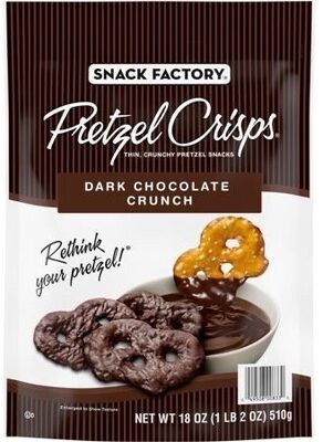 Dark Chocolate Crunch Thin, Crunchy Pretzel Snacks, Dark Chocolate Crunch