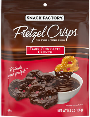 Snack Factory Pretzel Crisps, Dark Chocolate Covered Pretzels, 5.5 Oz