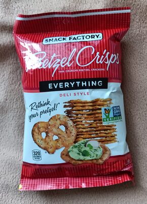 Snack Factory Pretzel Crisps, Everything, 3 Oz