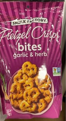 Snack Factory Pretzel Crisps Bites, Garlic & Herb Pretzels, 12 Oz
