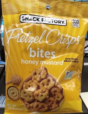Snack Factory Pretzel Crisps Bites, Honey Mustard Pretzels, 2.6 Oz Snack Bag