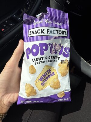 Snack Factory Pop'ums White Cheddar Pretzel Snacks, 2.6 Oz Bag