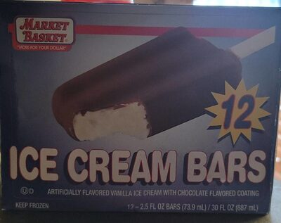Vanilla Ice Cream Bars With Milk Chocolate Flavored Coating, Vanilla