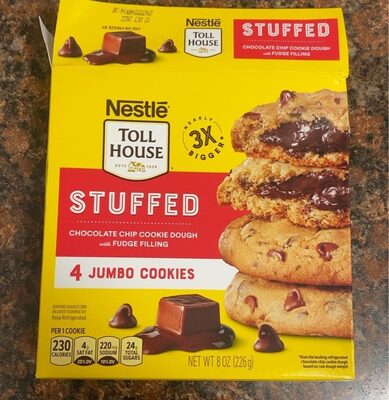 Chocolate Chip Cookie Dough With Fudge Filling Stuffed Jumbo Cookies, Chocolate Chip Cookie Dough