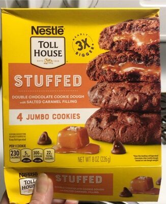 Stuffed Double Chocolate Cookie Dough With Salted Caramel Filling Jumbo Cookies, Stuffed Double Chocolate Cookie Dough With Salted Caramel Filling