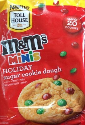 NESTL TOLL HOUSE Milk Chocolate M&M's Chocolate Candies Minis Holiday Sugar Cookie Dough 14oz Pack