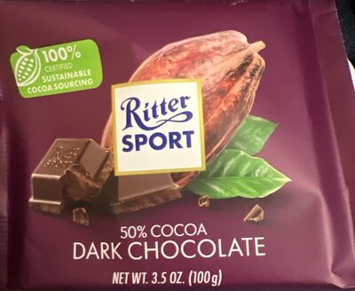 Ritter Sport Dark Chocolate, 3.5 Oz