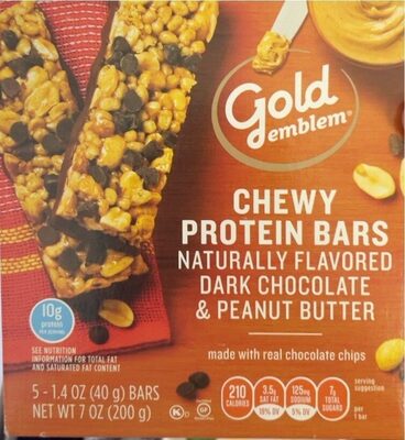 Dark Chocolate & Peanut Butter Flavored Chewy Protein Bars, Dark Chocolate & Peanut Butter