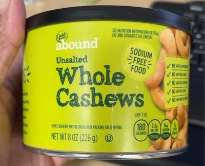 Unsalted Whole Cashews, Unsalted
