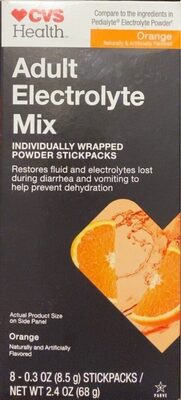 Orange Adult Electrolyte Mix Individually Wrapped Powder Stickpacks, Orange
