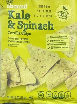 Kale & Spinach Tortilla Chips, Kale & Spinach