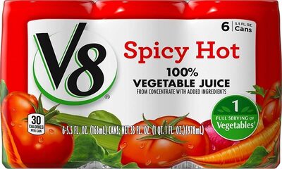 V8 Spicy Hot 100% Vegetable Juice, 5.5 FL OZ Can (Pack of 6)