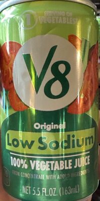 V8 Low Sodium Original 100% Vegetable Juice, 5.5 fl oz Can (6 Pack)