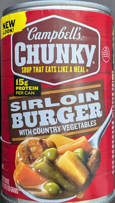 Campbell's Chunky Soup, Sirloin Burger With Country Vegetables Beef Soup, 18.8 oz Can