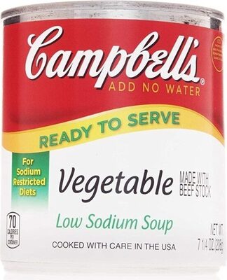 Campbell's Ready to Serve Low Sodium Vegetable Soup, 7.25 Ounce Cans, 24-Pack