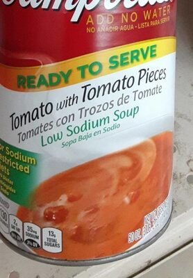 Campbell's Ready to Serve Low Sodium Tomato with Tomato Pieces Soup, 50 Ounce Cans, 12-Pack