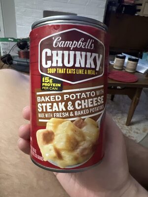 Campbell's Chunky Soup, Baked Potato with Steak and Cheese Soup, 18.8 oz Can