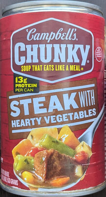 Campbell's Chunky Soup, Steak With Hearty Vegetables Soup, 18.8 Oz Can