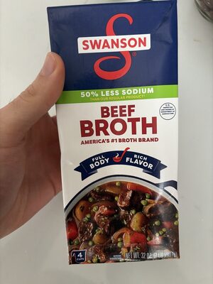 Swanson 50% Less Sodium Beef Broth, 32 oz Carton