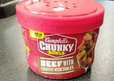 Campbell's Chunky Soup, Beef Soup with Country Vegetables, 15.25 oz Microwavable Bowl