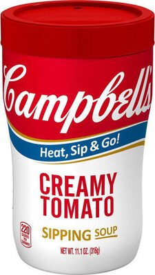 Campbell's Sipping Soup, Creamy Tomato Soup, 11.1 oz Microwavable Cup