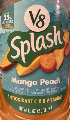 V8 Splash Mango Peach Flavored Beverage, 64 fl oz Bottle