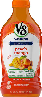 V8 Peach Mango 100% Fruit and Vegetable Juice, 46 fl oz Bottle